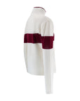 Merino Varsity Quarter Zip - Cream / Burgundy