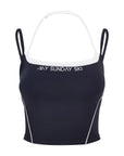 Double Layer Logo Sports Bra - Black / White