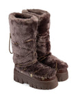 Lug Tread Shearling Snow Boots - Tall Chocolate