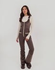 Quilted Velvet Ski Overall - Chocolate