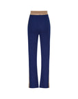 Wide Leg Cashmere Pants - Navy / Camel