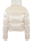 Cropped Bomber Ski Jacket – Snow Sparkle White