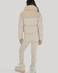 Cropped Bomber Ski Jacket – Nude Houndstooth