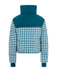 Cropped Bomber Ski Jacket - Teal Houndstooth