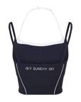 Double Layer Logo Sports Bra - Black / White
