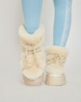Lug Tread Shearling Snow Boots - Short Cream