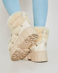 Lug Tread Shearling Snow Boots - Short Cream
