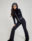 Quilted Velvet Ski Overall - Noir