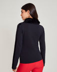 Ribbed Zip Up Mid Layer - Black