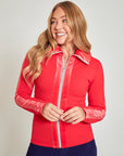 Ribbed Zip Up Mid Layer - Red