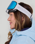 Celestial Goggles: White Strap / Gray Ice Blue Lens