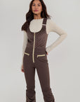 Quilted Velvet Ski Overall - Chocolate