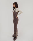 Quilted Velvet Ski Overall - Chocolate