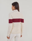 Merino Varsity Quarter Zip - Cream / Burgundy