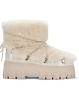 Lug Tread Shearling Snow Boots - Short Cream
