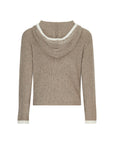 Rib Trim Cashmere Hoodie - Oat / White