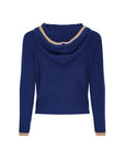 Rib Trim Cashmere Hoodie - Navy / Camel
