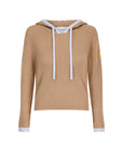 Rib Trim Cashmere Hoodie - Camel / Pearl Grey
