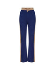 Wide Leg Cashmere Pants - Navy / Camel