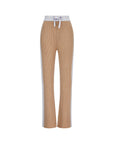 Wide Leg Cashmere Pants - Camel / Pearl Grey