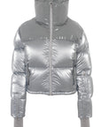 Cropped Bomber Ski Jacket – Moonlight Grey