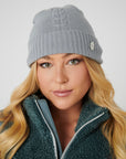 Cashmere Cable Beanie - Grey / Blue