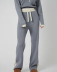 Wide Leg Cashmere Pants - Ice Grey / White