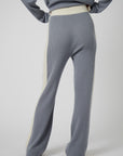 Wide Leg Cashmere Pants - Ice Grey / White