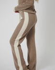 Wide Leg Cashmere Pants - Oat / White