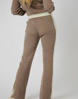 Wide Leg Cashmere Pants - Oat / White