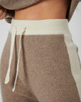 Wide Leg Cashmere Pants - Oat / White