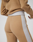 Wide Leg Cashmere Pants - Camel / Pearl Grey